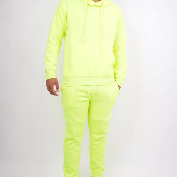 Neon Lime Heavy Blend Fleece SweatSuit - Picture 1 of 3